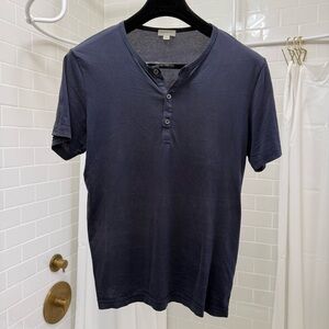 Sunspel Dark Blue Henley Shirt